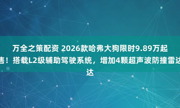万全之策配资 2026款哈弗大狗限时9.89万起售！搭载L2级辅助驾驶系统，增加4颗超声波防撞雷达